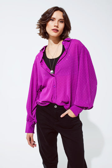 Q2 Blusa en magenta con detalle de strass