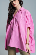 Q2 Blusa oversize rosa de manga corta