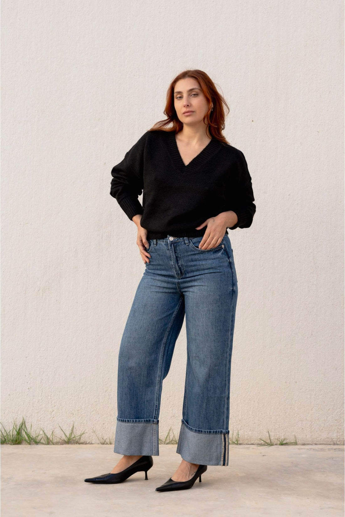 JEANS TURN UP WIDE LEG - ZeniShop 