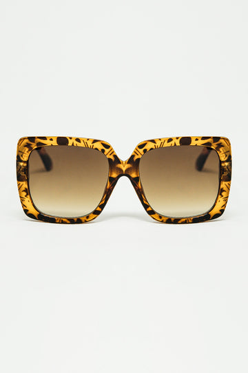 Q2 gafas de sol con montura cuadrada animal print