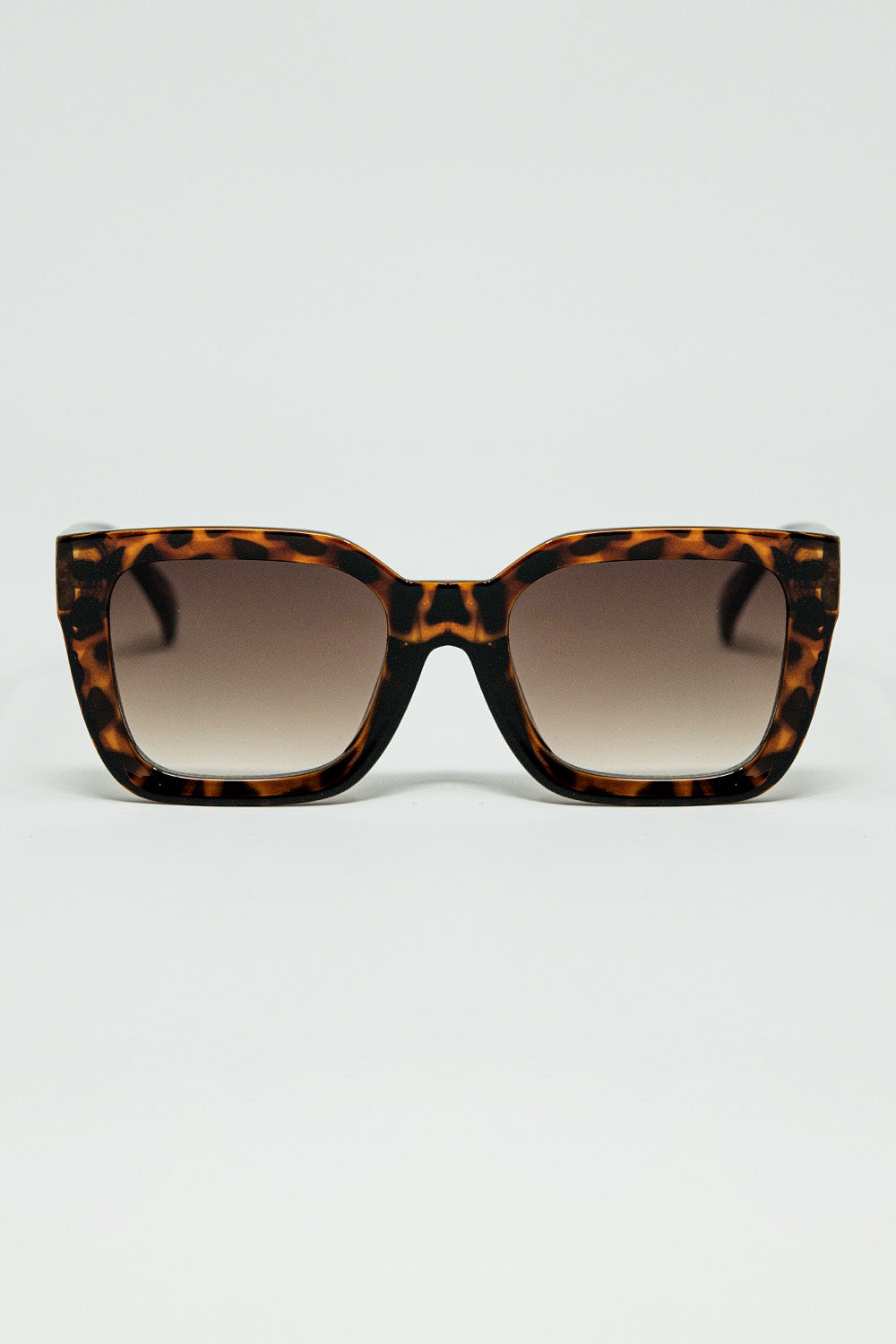 Q2 Gafas de sol cuadradas marrones con estampado animal