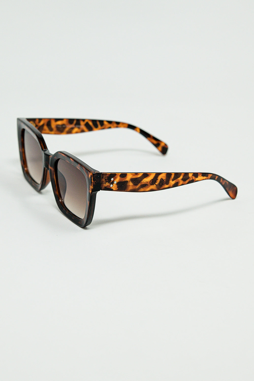 Q2 Gafas de sol cuadradas marrones con estampado animal