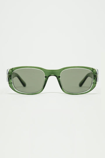 Q2 Gafas de sol ovaladas con montura transparente de alto brillo en verde