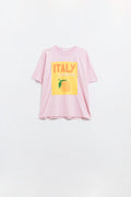 Q2 Italy La Dolce Vita Camiseta rosa bebé con estampado gráfico