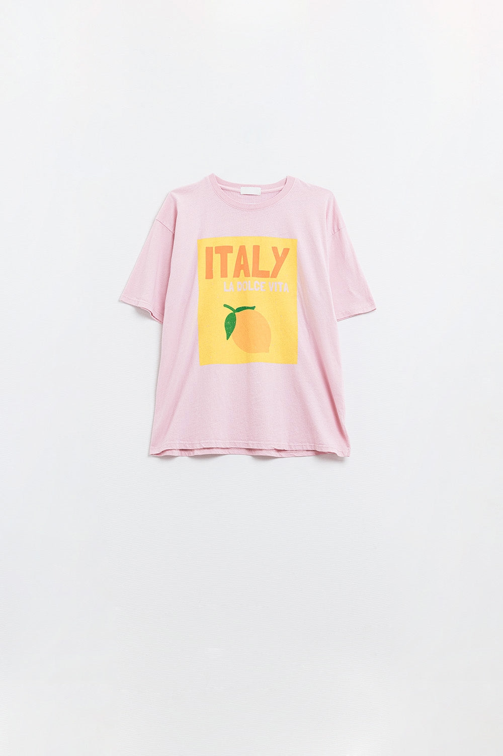 Q2 Italy La Dolce Vita Camiseta rosa bebé con estampado gráfico