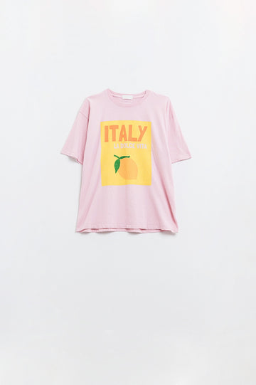 Q2 Italy La Dolce Vita Camiseta rosa bebé con estampado gráfico