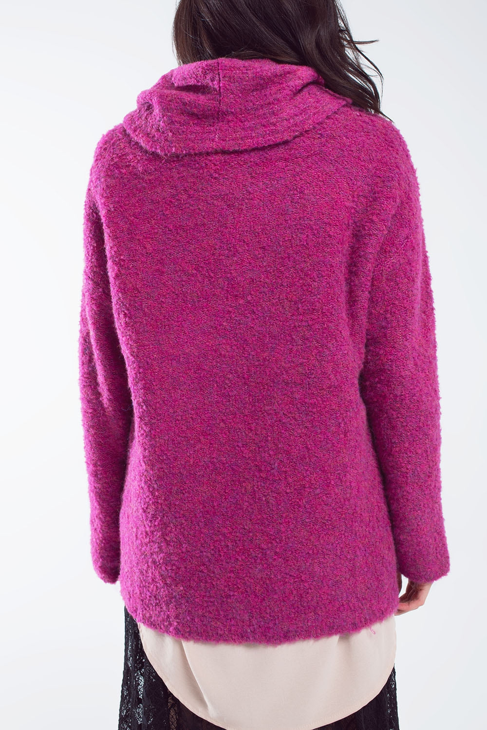 Q2 Jersey ancho con cuello bardot en magenta